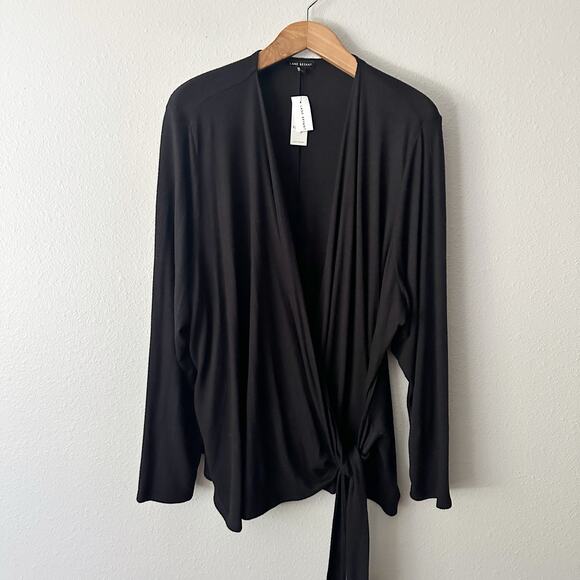 Lane Bryant Black Faux Wrap Pull Over Side Tie Sweater Plus Size 30/32 New - Picture 3 of 14